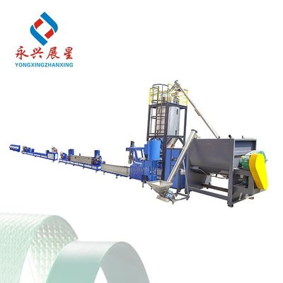 Harga yang bagus 9mm Plastik PET Strap Membuat Mesin Single Screw Tape Strapping Machine on line
