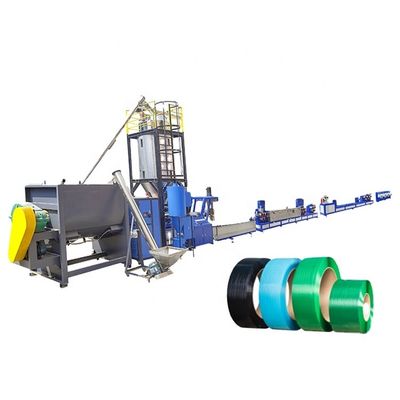 Harga yang bagus 9mm Plastik PET Strap Membuat Mesin Single Screw Tape Strapping Machine on line