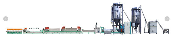 Harga yang bagus Twin Screw 4 Straps 800kg/hr PET Package Strap Band Extrusion Line , PET Packing Belt Extrusion Equipment on line