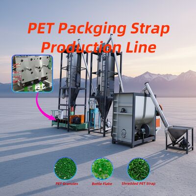 Harga yang bagus Mesin pembuatan pita PET dengan kapasitas 200-350Kg/jam dan bahan sekrup 38CrMoALA untuk produksi pita lebar 9-32mm on line